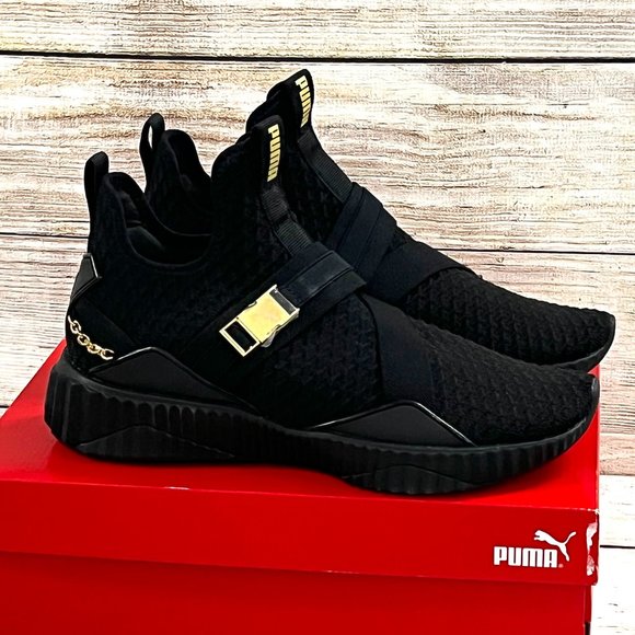 NEW Puma Metallic Gold Mid Athletic Women's Sneakers Shoes Black size 9 - Picture 5 of 6